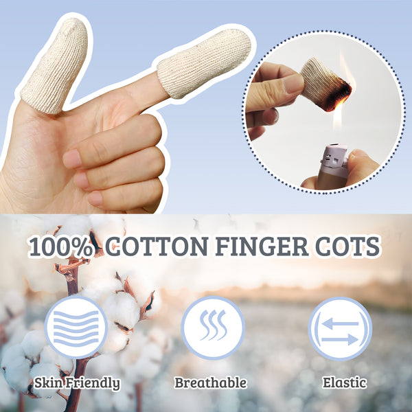 Cotton Finger Cots, Reusable Finger Protectors for Cuts Wounds, Arthritis, Eczema, Bruises, Calluses, Cracking Thumbs Healing