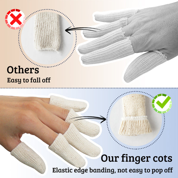 Cotton Finger Cots, Reusable Finger Protectors for Cuts Wounds, Arthritis, Eczema, Bruises, Calluses, Cracking Thumbs Healing