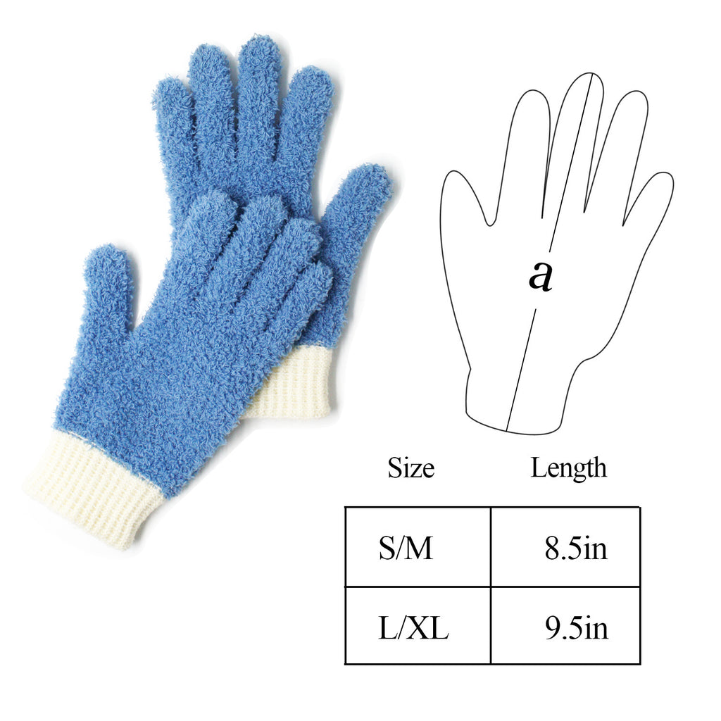 MIG4U Microfiber Dusting Gloves House Cleaning Glove for Blinds, Windows, Shutters, Furniture, and Car, Reusable Lint-Free Blue 1Pair S/M