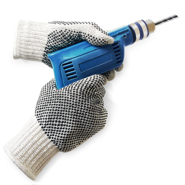 MIG4U 12 Pairs Cotton Work Gloves with Double-side PVC Dots