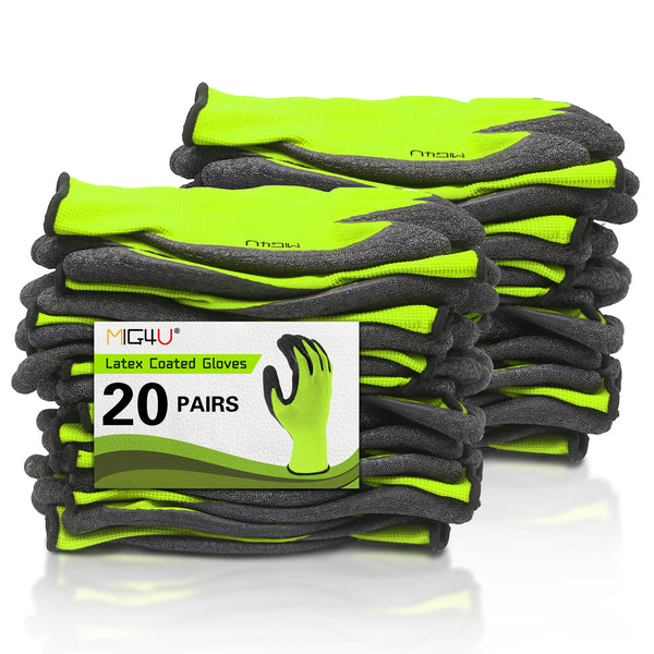 MIG4U Latex Coated Gloves HI-VIS Green