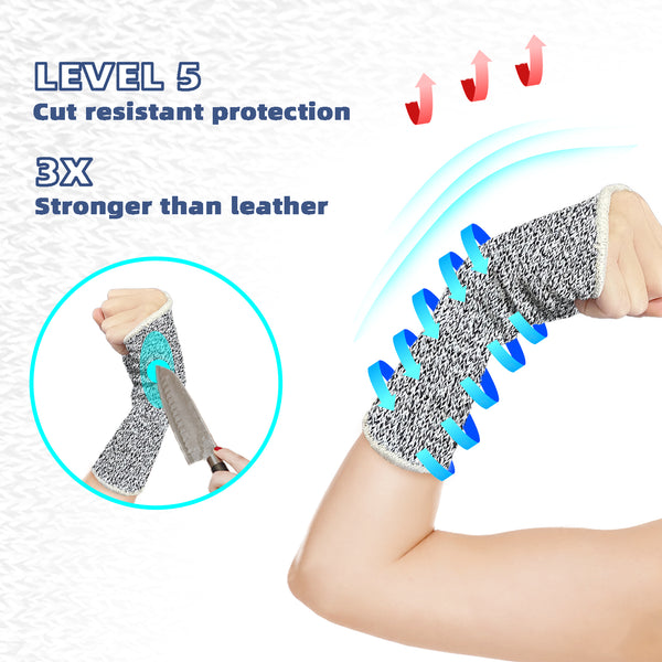 MIG4U 2 Pairs Cut Resistant Sleeves Forearm Level 5 Protection