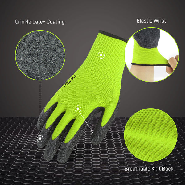 MIG4U Latex Coated Gloves HI-VIS Green