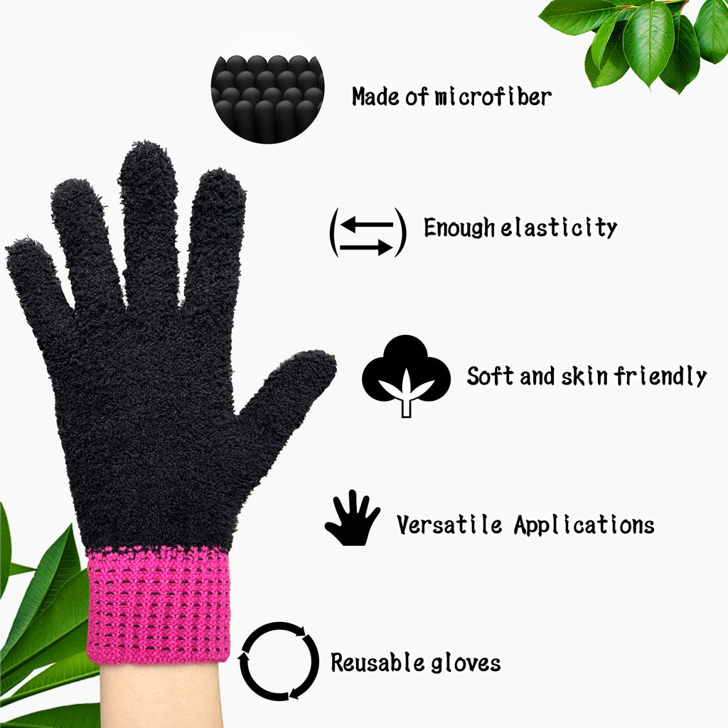 MIG4U Microfiber Dusting Gloves House Cleaning Glove for Blinds, Windows,  Shutters, Furniture, and Car, Reusable Lint-Free Gray 2 Pairs S/M