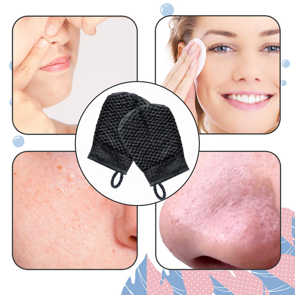 3 PCS Exfoliating Facial Scrubber Mittens for Dead Cells, Blackhead, etc