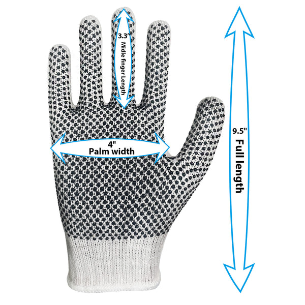 MIG4U 12 Pairs Cotton Work Gloves with Double-side PVC Dots