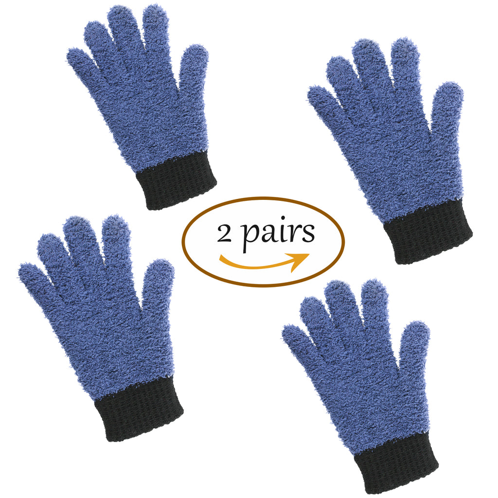 TidyUps 4-Pc Microfiber Dusting Gloves and Glass Cleaning Mitts in Blue