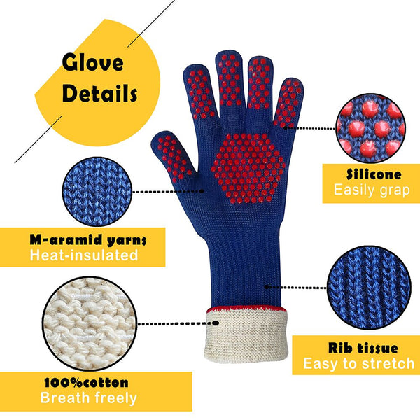 MIG4U BBQ Gloves,Heat Resistant Grilling Gloves